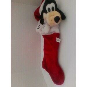 Vintage Goofy 3D Christmas Stocking Red Plush White Paws Gloves 20 Inch Disney